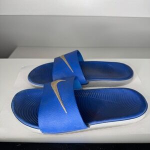 Nike Kawa Slide Youth Size 4Y Blue Swoosh Sandals